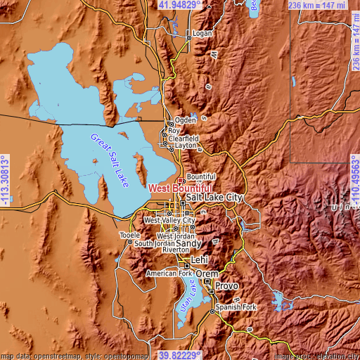 Topographic map of West Bountiful
