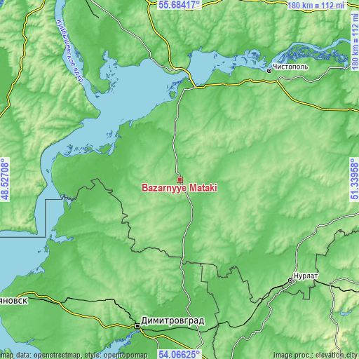 Topographic map of Bazarnyye Mataki