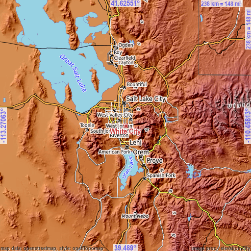 Topographic map of White City