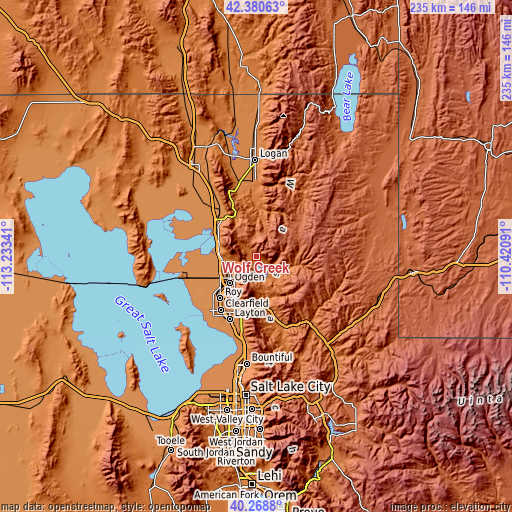 Topographic map of Wolf Creek