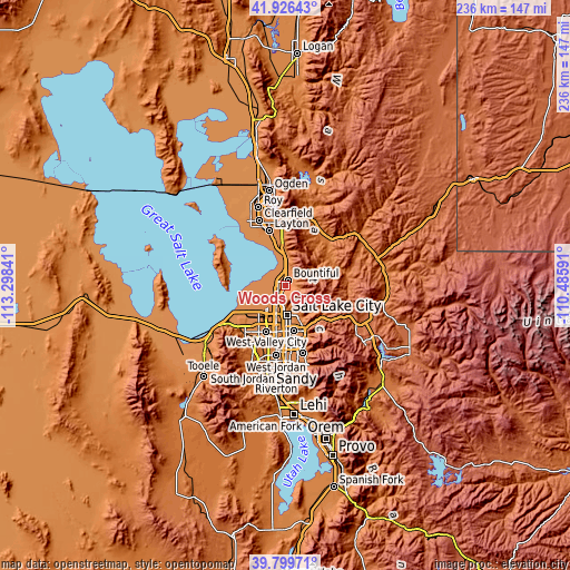 Topographic map of Woods Cross