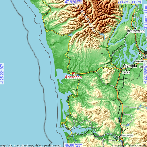 Topographic map of Aberdeen