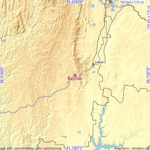 Topographic map of Baymak