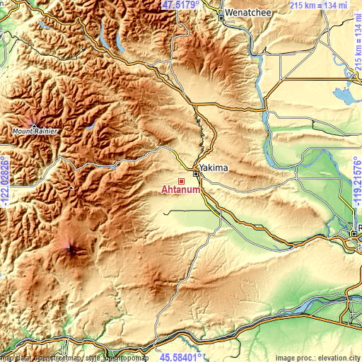 Topographic map of Ahtanum