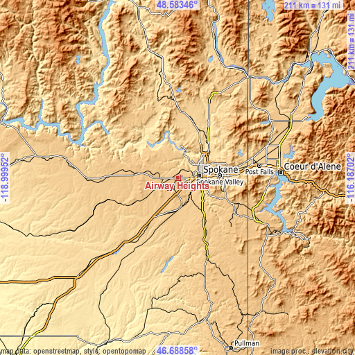 Topographic map of Airway Heights