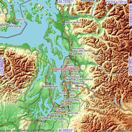 Topographic map of Alderwood Manor