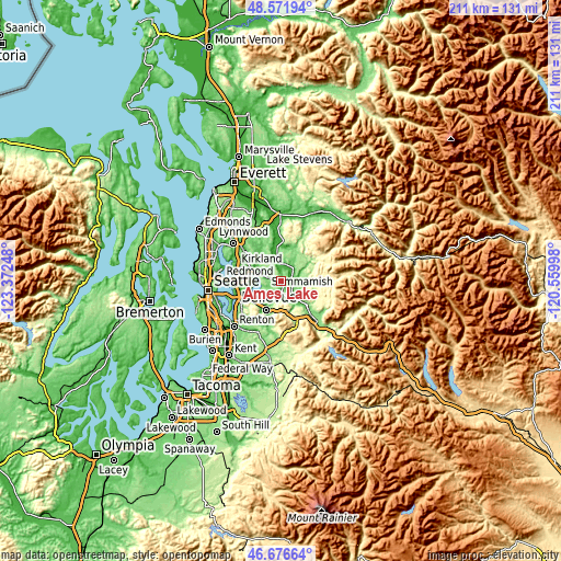 Topographic map of Ames Lake