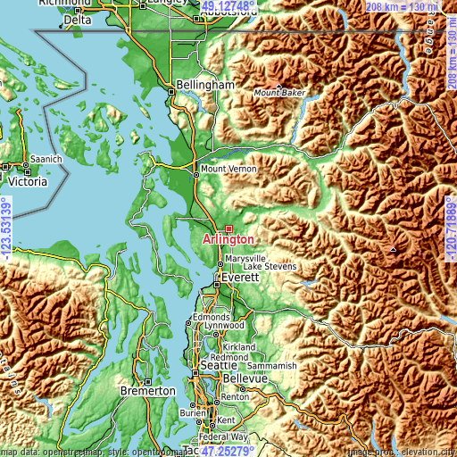 Topographic map of Arlington