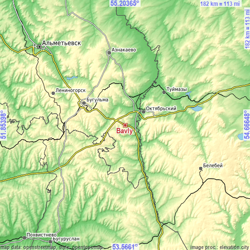 Topographic map of Bavly