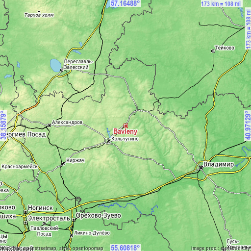 Topographic map of Bavleny