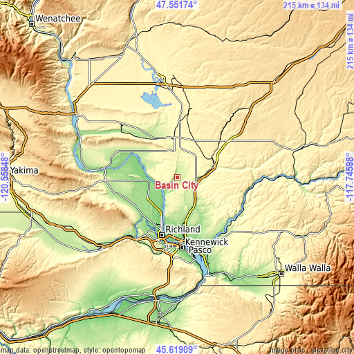 Topographic map of Basin City