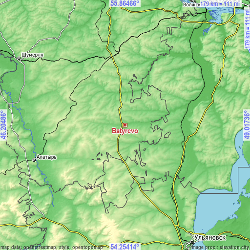 Topographic map of Batyrevo