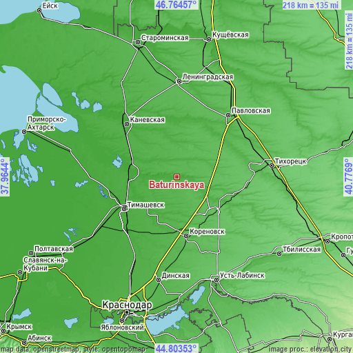 Topographic map of Baturinskaya