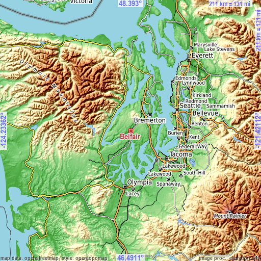 Topographic map of Belfair