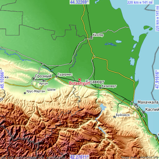 Topographic map of Botashyurt