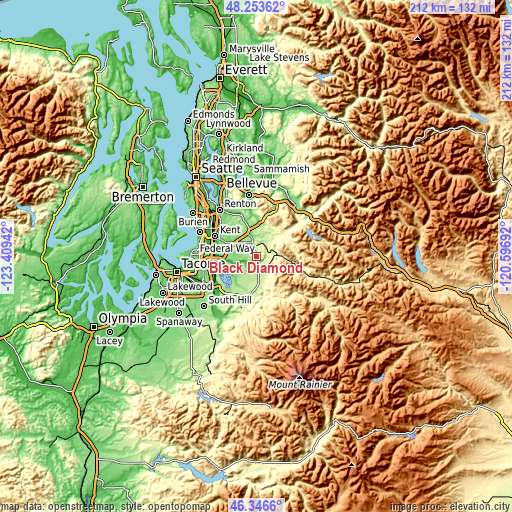 Topographic map of Black Diamond