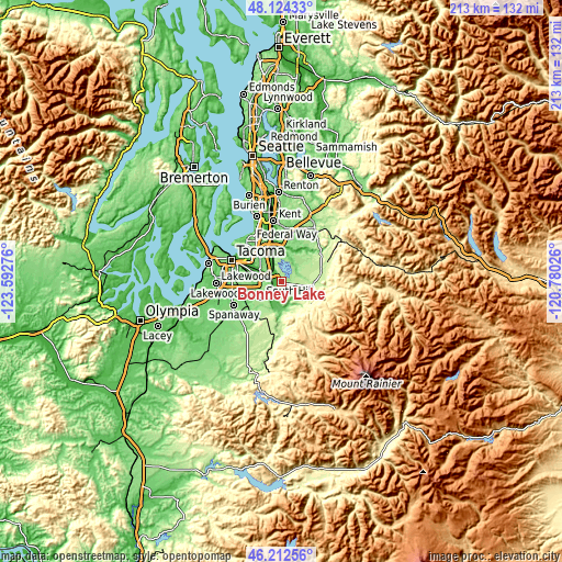 Topographic map of Bonney Lake