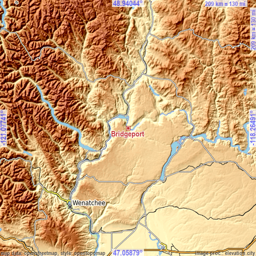 Topographic map of Bridgeport