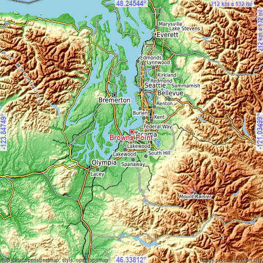 Topographic map of Browns Point