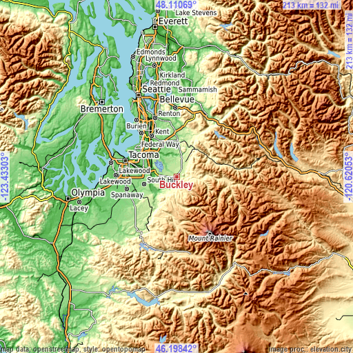 Topographic map of Buckley