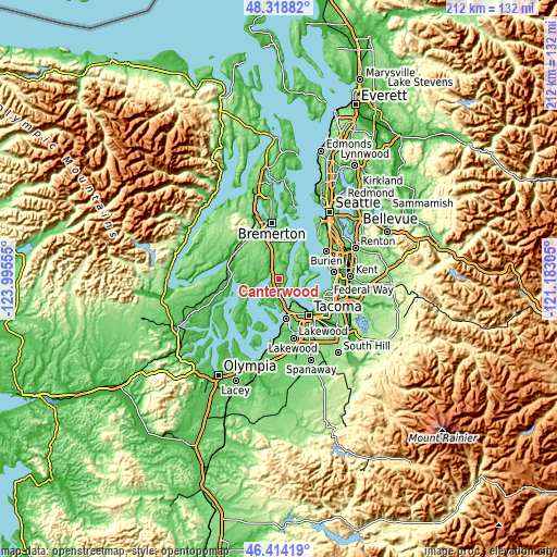 Topographic map of Canterwood