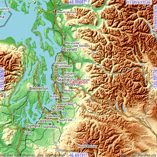 Topographic map of Carnation