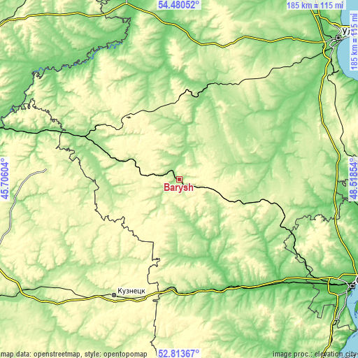 Topographic map of Barysh