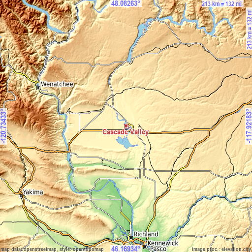 Topographic map of Cascade Valley