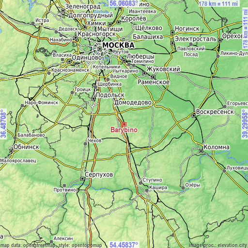 Topographic map of Barybino