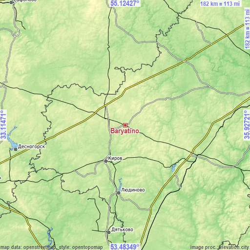 Topographic map of Baryatino