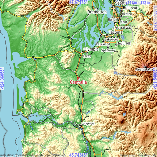 Topographic map of Centralia