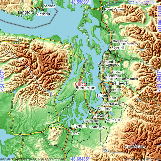 Topographic map of Chico