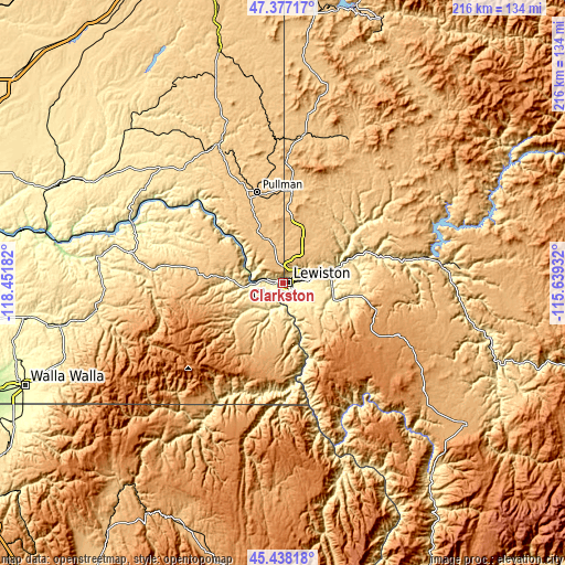 Topographic map of Clarkston