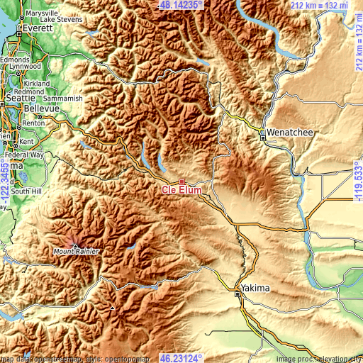 Topographic map of Cle Elum