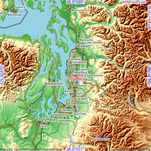 Topographic map of Clyde Hill