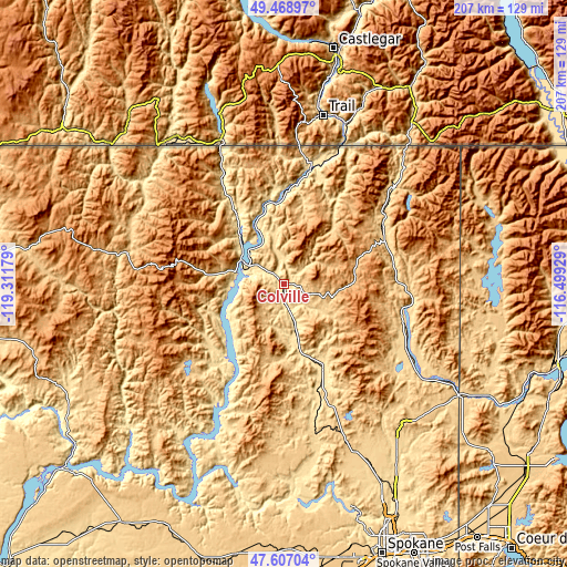 Topographic map of Colville