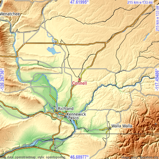 Topographic map of Connell