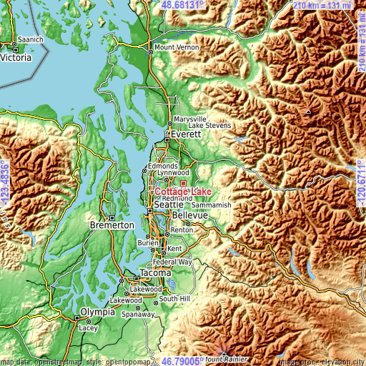 Topographic map of Cottage Lake