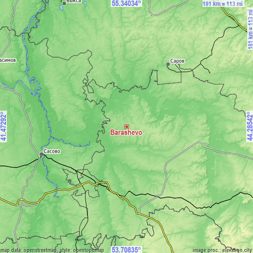 Topographic map of Barashevo