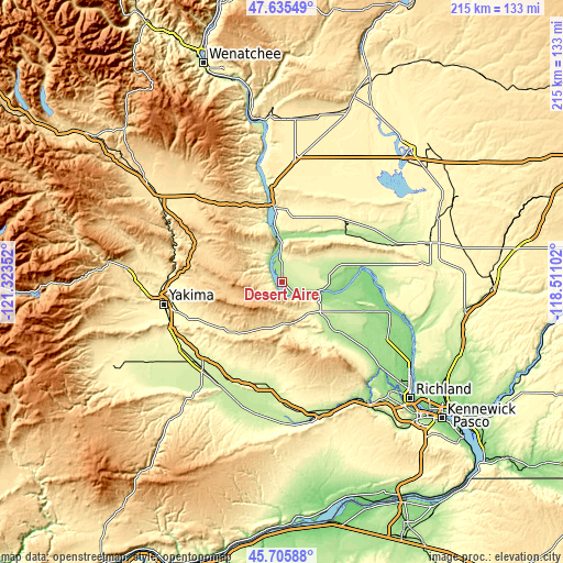 Topographic map of Desert Aire