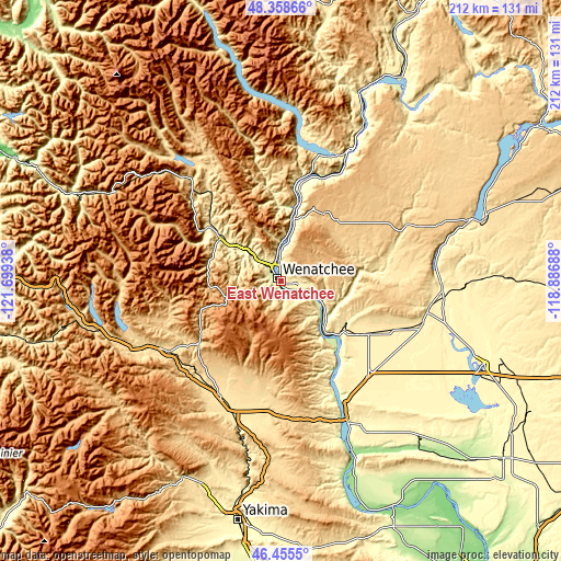 Topographic map of East Wenatchee