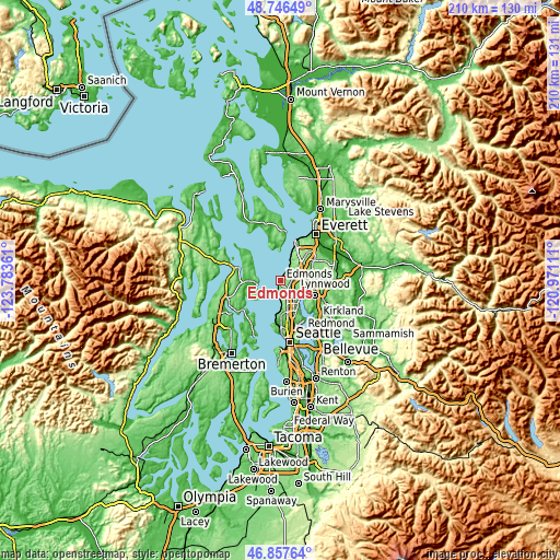 Topographic map of Edmonds