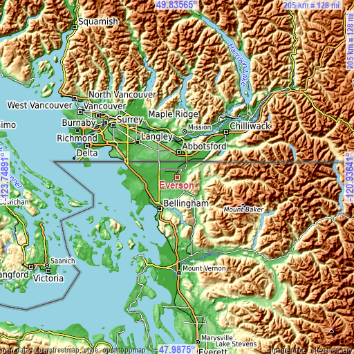 Topographic map of Everson