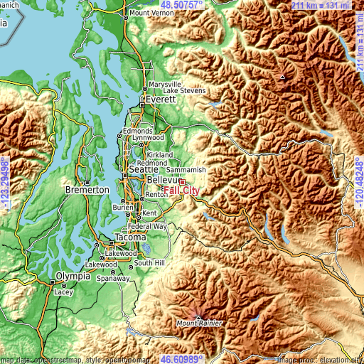 Topographic map of Fall City