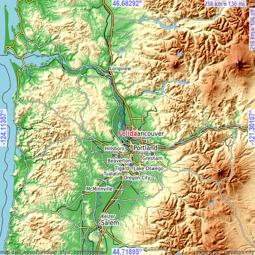 Topographic map of Felida
