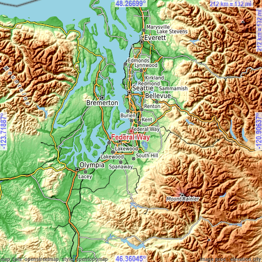 Topographic map of Federal Way