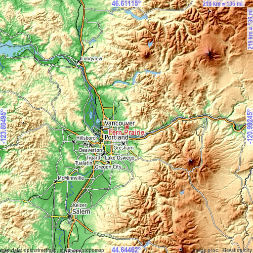 Topographic map of Fern Prairie