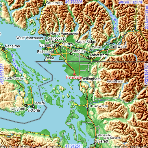 Topographic map of Ferndale