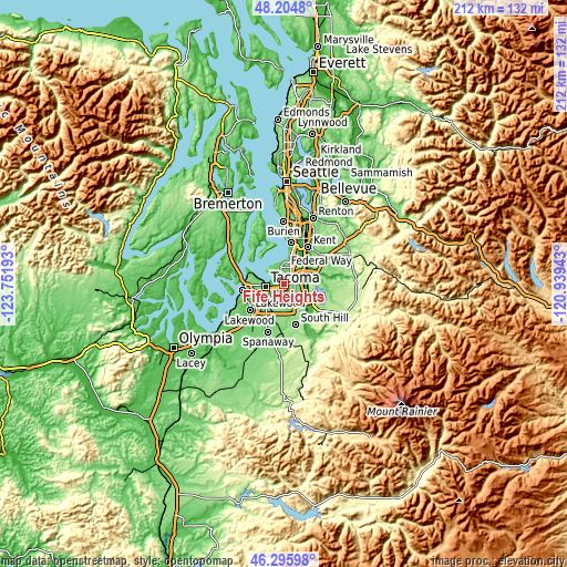 Topographic map of Fife Heights