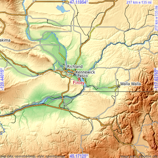 Topographic map of Finley